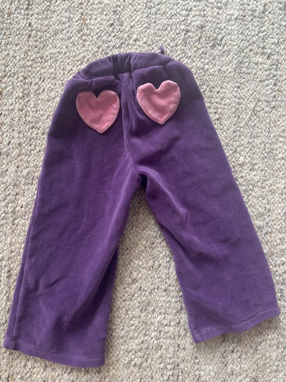 Mini Boden Purple Fleece Pull-Tie Joggers